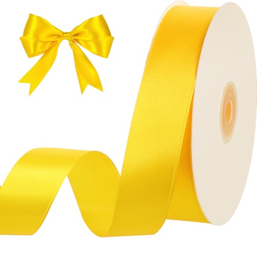 woric Yellow Ribbon 1 Inch 50 Yards Fall Satin Ribbon - color: Yellow