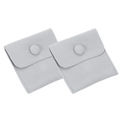 PATIKIL 2Pcs Jewelry Pouch 3x3 Snap Button Present Pouch, Light Grey - color: Light Grey, size: 3x3 Inch