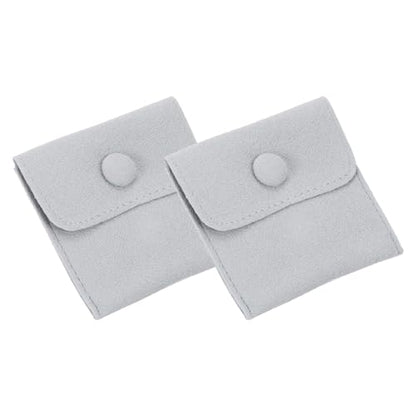 PATIKIL 2Pcs Jewelry Pouch 3x3 Snap Button Present Pouch, Light Grey - color: Light Grey, size: 3x3 Inch