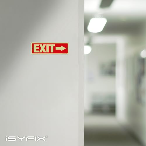 iSYFIX Exit Signs with Right Arrow, 12x4 Inch, 2 Pack - color: Metal Right Glow, size: 2 Pk 12x4