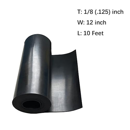 Solid Rubber Strip Roll 1/8 (.125)" Thick X 12" Wide X 10'Long - size: 12"X10'X1/8, style: No Adhesive