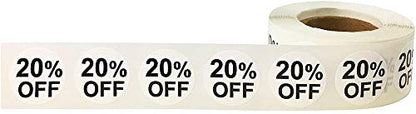 InStockLabels 20% White Retail Sale Stickers, 3/4 Inch, 500 Labels