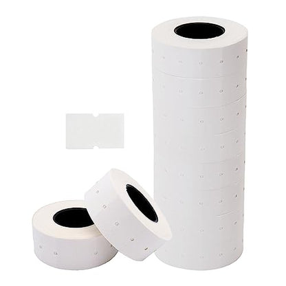 Motex 1 Line White Labels, 8,000 Blank Price and Date Gun Labels, Strong Adhesive Price Gun Labels Compatible with MX-5500 and Perco 1 Line Price and Date Guns, Security Slit Design - color: White, size: 8 Rolls