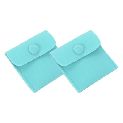 PATIKIL 2Pcs Jewelry Pouch 3x3 Inch Velvet Snap Button, Sky Blue - color: Sky Blue, size: 3x3 Inch