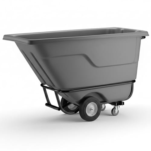 Commercial Dump Cart 0,5 Cubic Yard 850 lb., Grey Tilt Truck, Construction Trash Recycling Trolley, Industrial Garbage Wagon Transportation, Rolling Waste Bin - color: Gray, size: 850 lb.