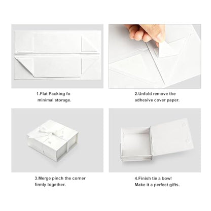 White Gift Boxes with Lids Pack of 1, 6x6x3 Inch Small Gift Box with Ribbon - color: White-1P