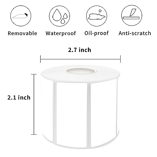 1×2 Inch White Removable Thermal Labels,Waterproof Thermal Label,800 Sheets per Roll with Perforated Lines - color: White, size: 1×2 inch