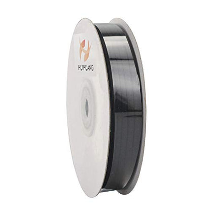 HUIHUANG Double-Sided Black Thin Satin Ribbon 1/8 inch Continous 100 Yards - color: Black, size: 1/8 inch