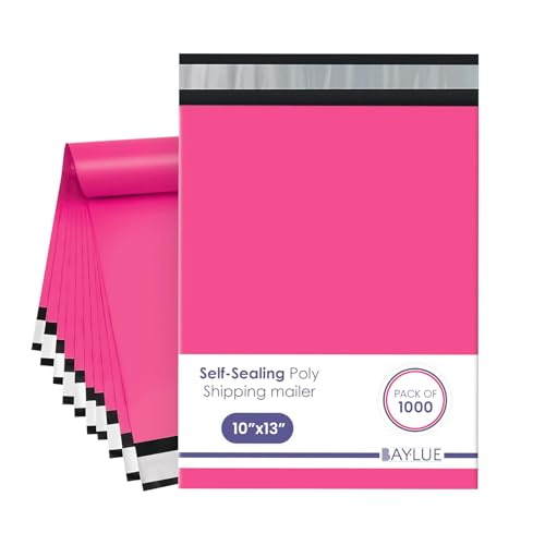 Hot Pink Poly Mailers 10x13, Shipping & Mailing Bags, 1000 Pack Bulk - color: Hot Pink, size: 10"x13" / 1000 Pack
