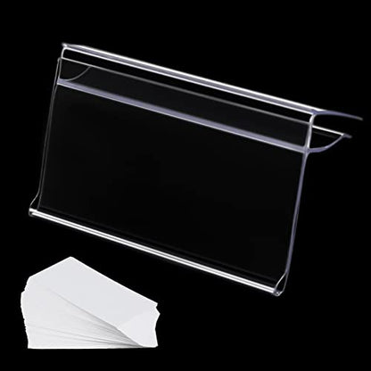 Glass Shelf Label Holders 50 pcs with Inserts Fits 1/4" to 3/8" Glass Shelving - size: 8mm ( 50 pcs)