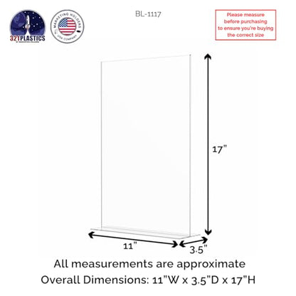 Marketing Holders 6 Pack Acrylic Sign Holder for 11" x 17" Literature Double Sided Stand Up Frame Clear Bottom Loading Tabletop Graphic Image Display for Libraries Schools and Retail Stores - size: 11"W x 17"H Bottom Load