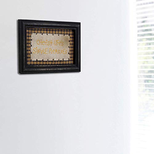 CVHOMEDECO. Primitives Antique Cherish Life's Simple Pleasures Stitchery Frame Wall Mounted Hanging Decor Art, 9 x 6 Inch - color: Cherish Life's Simple Pleasures