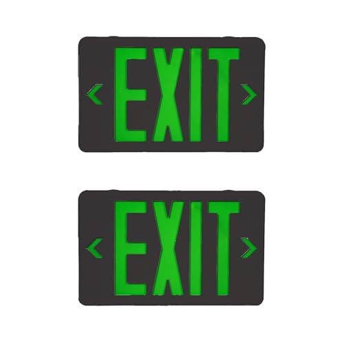 2 Pack LED Emergency Exit Sign, Universal Mount OSHA Compliant - color: Black Green, size: 2 Pack