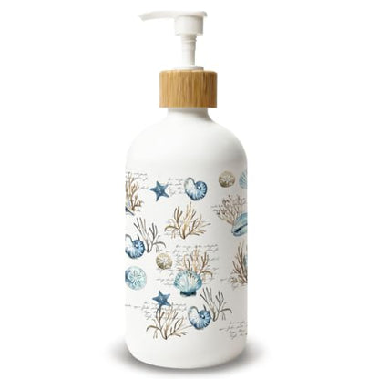 Retro Beach Ocean Glass Soap Dispenser with Pump - color: Seashell 03