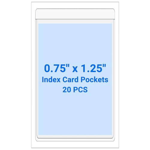 20 PCS Clear Self Adhesive Plastic Label Pockets, Top Loading Business & Library Index Card Holders, Peel and Stick Sleeves for Storage Bins, Totes, Binders and Drawers (0.75 x 1.25 Inch) - size: 0.75" x 1.25", style: Vertical