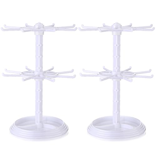 Yuntau 2 Pcs 2 Tier Keychain Display Stand for Bracelet, Rotating - color: White