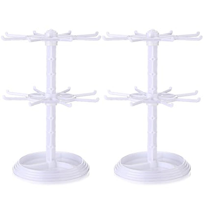 Yuntau 2 Pcs 2 Tier Keychain Display Stand for Bracelet, Rotating - color: White
