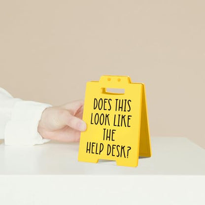 Funny Office Desk Sign – Sarcastic Cubicle Decor for Coworker, Boss, Employee – Gag Gift for Birthday, Christmas, or White Elephant - style: HELP DESK-Y