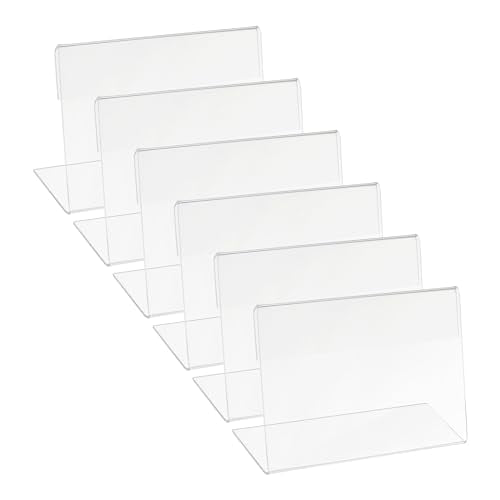 PATIKIL 3x4 Mini Acrylic Sign Holder with Tape Adhesive Clear 6Pcs