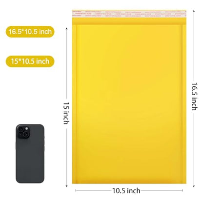 packbabol Kraft bubble mailers 10.5x15 Inch 50 Pack,Self-Sealing Paper Envelopes for Packaging,Strong Adhesion Envelope Mailers, Waterproof Cushioned Padded Shipping Bags Yellow #5 - size: 10.5x15-50Pc