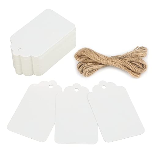 G2PLUS 100PCS Price Tags with String, White Paper Gift Tag, 2.8×1.6 in - color: White