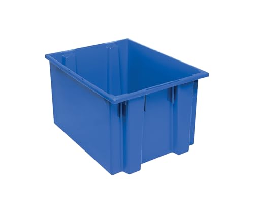 QUANTUM STORAGE SYSTEMS SNT230 Genuine Stack and Nest Tote, Heavy-Duty Polypropylene Container for Warehouse, Shipping & Storage, 23-1/2" x 19-1/2" x 13", Blue, 3-Pack - color: Blue