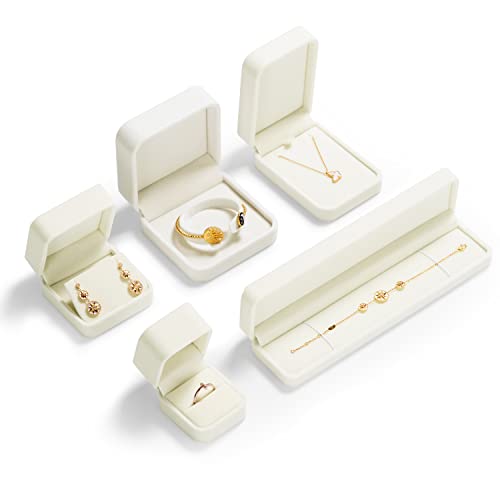 Oirlv White Velvet Earring Box，Dangle Earring Stud Holder Boxes - style: Earring Box