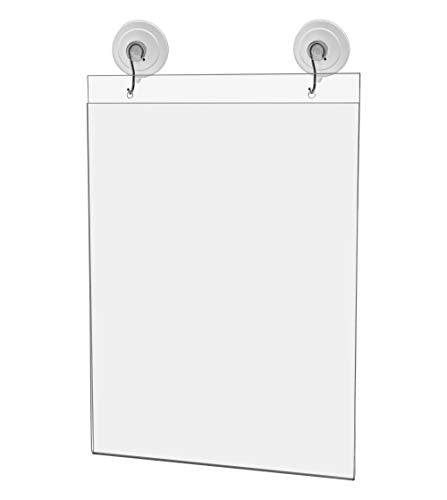 6 Pack Window Mount Sign Holder for 8.5" x 11" Hours of Operation and Company Policies in Stores and Showrooms Double Sided View Clear Acrylic with Suction Cup Hooks by Marketing Holders