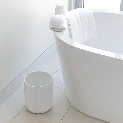 YEW DESIGN Matte White Round 2 Gallon Trash Can for Home and Bathroom - color: White Round
