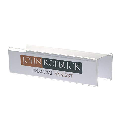 Source One Deluxe Clear Acrylic Cubicle Sign Holder & Name Plates 3 Sizes Available (2 1/4 Inch Hook, Name Plate Double Sided) - color: Name Plate Double Sided, size: 2 1/4 Inch Hook