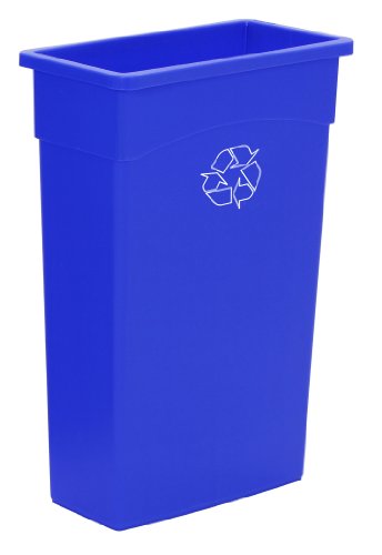 Continental 8322-1 23-Gallon Wall Hugger LLDPE Recycling Receptacle, Rectangular, Blue - color: Blue