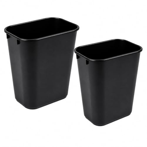 3.5 Gallon Black Wastebasket Under Desk Plastic Trash Can | 2 PACK - size: 3.5 Gallon