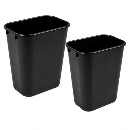 3.5 Gallon Black Wastebasket Under Desk Plastic Trash Can | 2 PACK - size: 3.5 Gallon