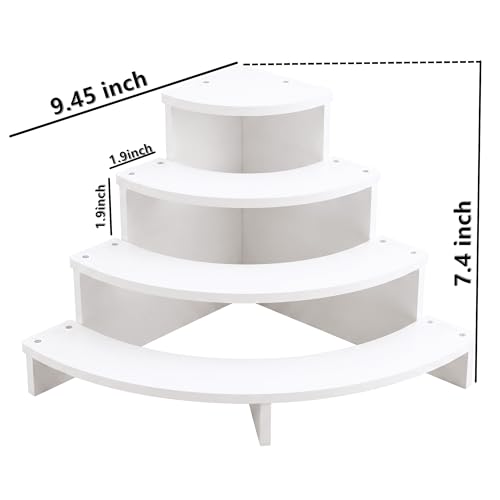 Tier Corner Shelf Display Riser for Figurines – Curved Wooden Display Shelf for Mini Figures, Collectibles, Space Saving Desktop Display Stand Organizer for Desk, Cabinet & Countertop (1)