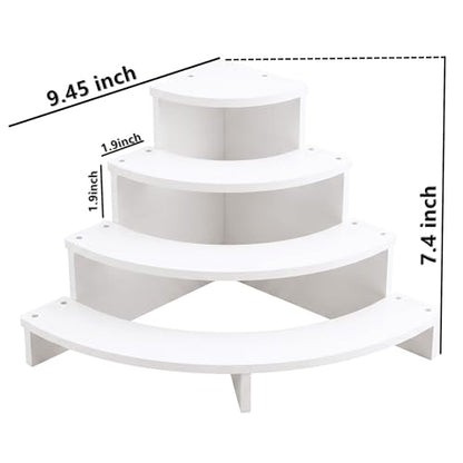 Tier Corner Shelf Display Riser for Figurines – Curved Wooden Display Shelf for Mini Figures, Collectibles, Space Saving Desktop Display Stand Organizer for Desk, Cabinet & Countertop (1)
