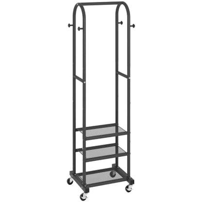 Kaitiemoo Clothing Rack, Mobile Garment Rack with Wheels & 3 Shelves, Blak - color: Black