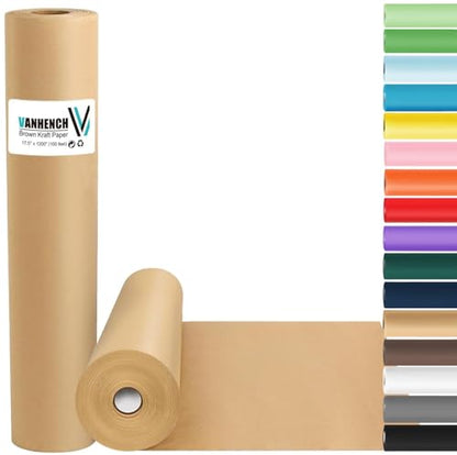 Vanhench Brown Wrapping Paper Roll 17.5"x 1200"(100') - color: Brown, size: 17.5" X 100‘
