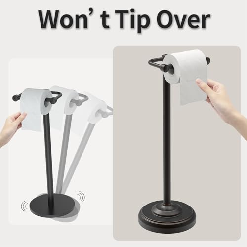Toilet Paper Holder Stand, Freestanding Toilet Paper Holder,Farmhouse Post Pivoting Toilet Paper Stand with Stable Weighted Base,Stainless Steel Tissue Roll Holder Stand for Bathroom,Oil Rubbed Bronze - color: Oil Rubbed Bronze
