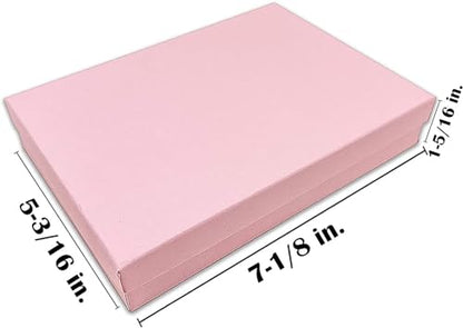 RJ Displays Jewelry Gift Boxes – 6 Pack Pink Cotton Filled Cardboard Box for Necklace, Bracelet, Earring & Ornament Gifts, Jewelry Boxes with Lids, Bulk Gift Packaging – 7 1/8" x 5 1/8" x 1 1/8" - color: Pink