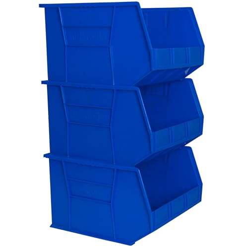 Akro-Mils 30270 AkroBins Plastic Storage Bins, 18"x16"x11", Blue, 3-Pack - color: Blue