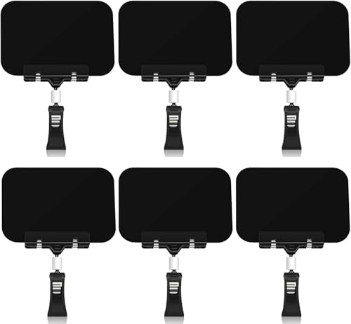6 Pack 5.8x4.1" Double-Sided Chalkboard Signs with Clips for Retail Display - color: 6 5.8 X 4.1" Black Clips