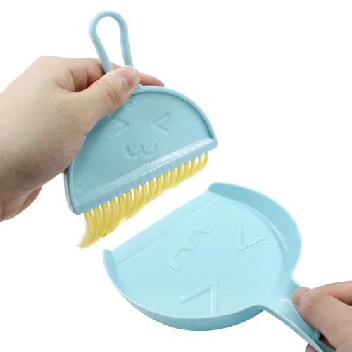 Hitefu Small Broom and Dustpan Set, Mini, 3 Colors - color: 3 Colors (Blue+green+pink)