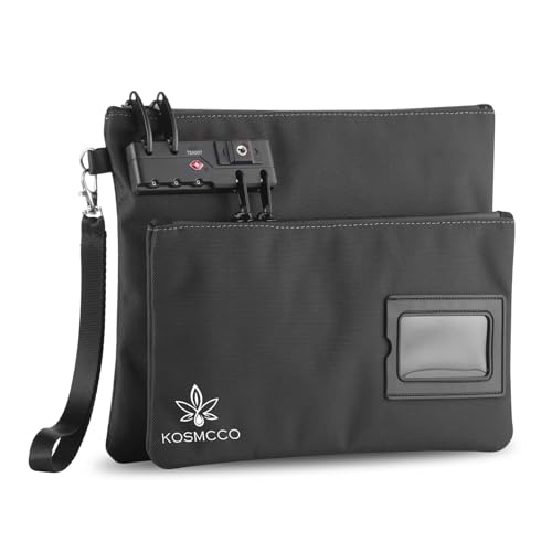 KOSMCCO Lockable Money Bag, Black, 11x8.6 Inch - color: Black
