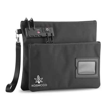 KOSMCCO Lockable Money Bag, Black, 11x8.6 Inch - color: Black
