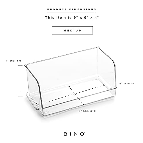BINO | Stackable Plastic Storage Bins, Medium | THE MYRIAD COLLECTION | Multipurpose Bins | Pantry Organizers And Storage | Home Organization Containers | Clear Plastic Fridge Bin | Freezer Organizer
