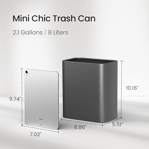 Cesun Small Bathroom Trash Can, 2.1 Gallons, Under Sink Wastebasket, Gray - color: Gray