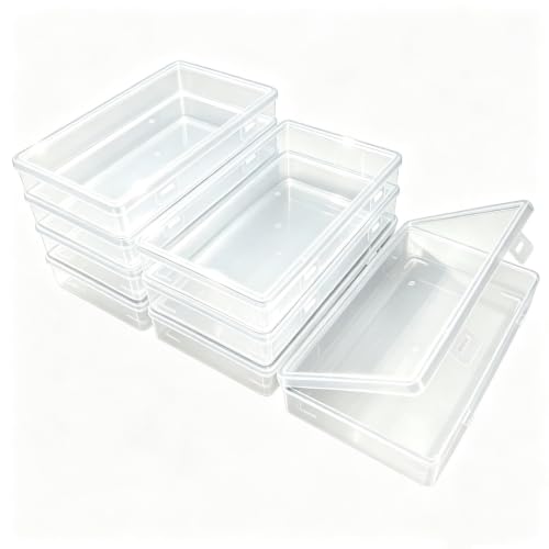 Goodma 8 Pieces Rectangular Empty Mini Clear Plastic Organizer Box - size: 195 x 113 x 30 mm