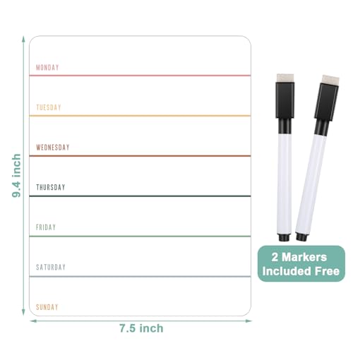 Outus 2 Pieces Magnetic Weekly Dry Erase Boards Erasable, Simple Style - style: Simple Style