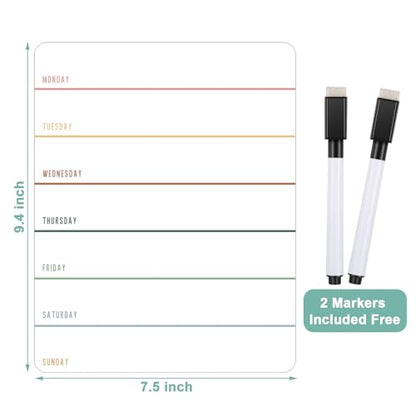 Outus 2 Pieces Magnetic Weekly Dry Erase Boards Erasable, Simple Style - style: Simple Style