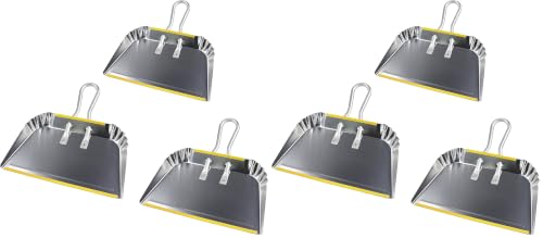 6-Pack 17" Heavy Duty Metal Dust Pans, Wide Dustpans for Household, Easy to Assemble - size: 3 Count (Pack of 2)